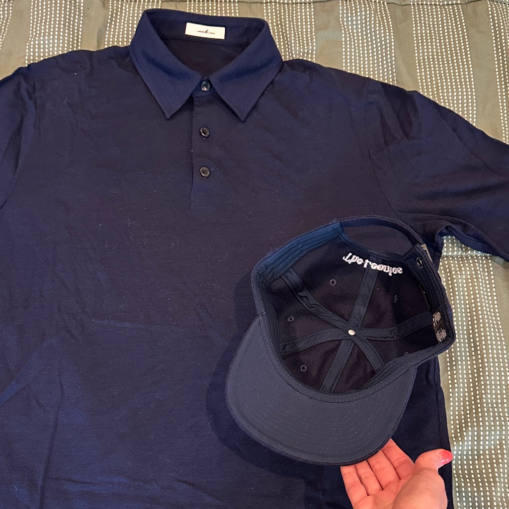 Whim Golf Men's Responsibly Sources Miranowool Navy Polo Shirt And Wool Whim Hat